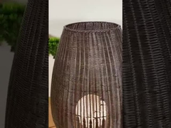 Buiten Rattan Tripod Floor Lamp Led Zwart Staande Licht Hotel Moderne Decoratie