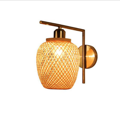 Nodic Woven Bamboe Rattan Wandlampen Voor Slaapkamer Woonkamer Decoratie