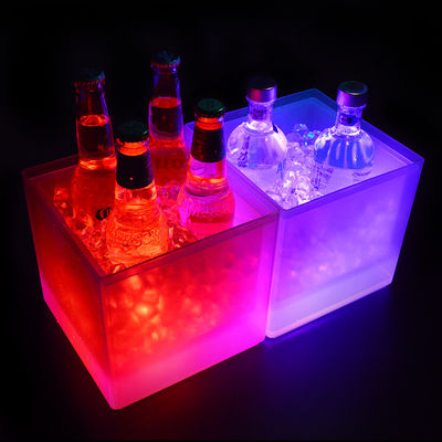 Moderne vierkant LED ijs emmer, dubbele laag verlichting Champagne emmer transparante