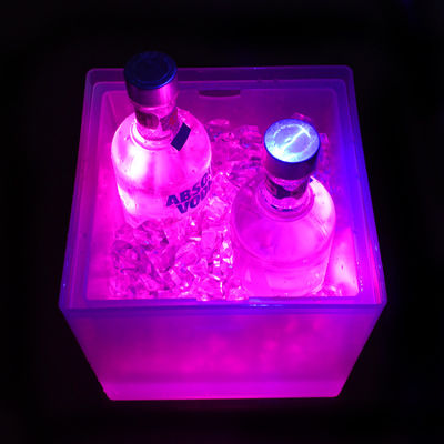 Moderne vierkant LED ijs emmer, dubbele laag verlichting Champagne emmer transparante