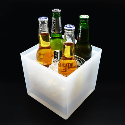Moderne vierkant LED ijs emmer, dubbele laag verlichting Champagne emmer transparante