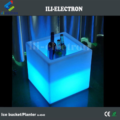 Vierkante PE Plastic verlichte LED ijs emmer / LED bloempot / bloemplant
