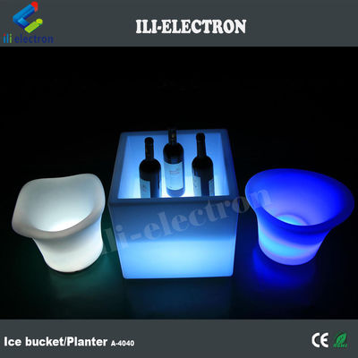 Vierkante PE Plastic verlichte LED ijs emmer / LED bloempot / bloemplant
