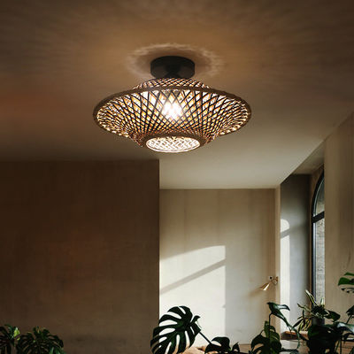 Ronde bamboe hanglamp, geweven plafondlamp voor binnenverlichting