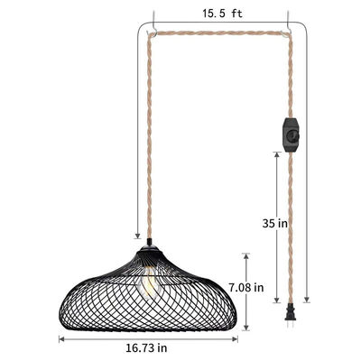 Bamboe materiaal Industrial Style Hanglamp Met Plug And Switch