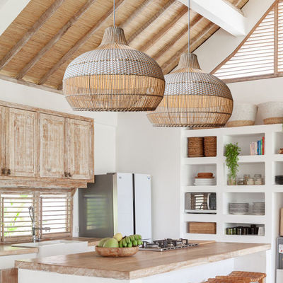Bamboe rotan hanglamp, Wicker plafondlamp voor binnenhuisversiering
