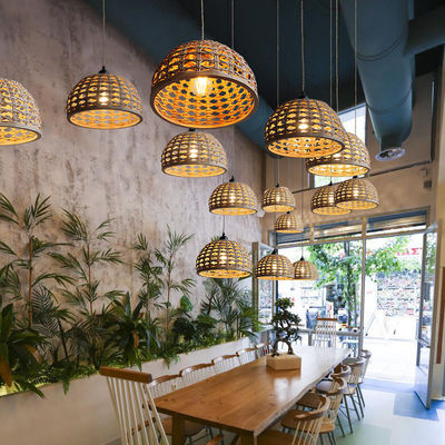 Vintage creatieve bamboe rotan lamp schaduw voor binnen eetkamer