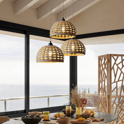 Vintage creatieve bamboe rotan lamp schaduw voor binnen eetkamer
