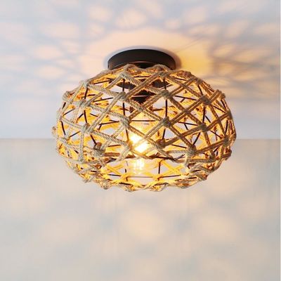 Creatieve hanglamp voor het balkon Retro hennep touw plafondlamp