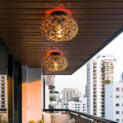 Creatieve hanglamp voor het balkon Retro hennep touw plafondlamp
