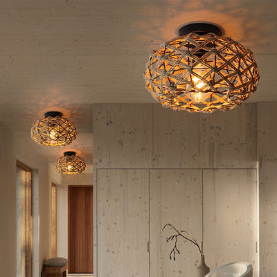 Creatieve hanglamp voor het balkon Retro hennep touw plafondlamp