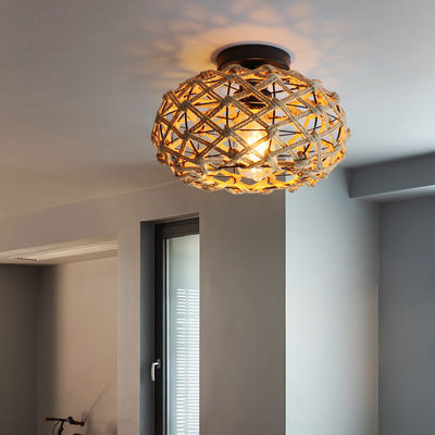 Creatieve hanglamp voor het balkon Retro hennep touw plafondlamp