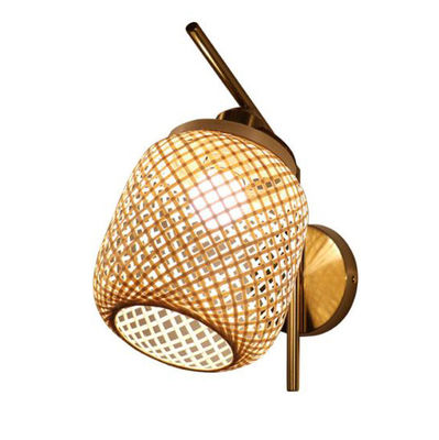 Handgemaakte Rattan wandlampen, 3500K Wicker Rattan Lamp Switch Control