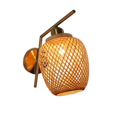 Handgemaakte Rattan wandlampen, 3500K Wicker Rattan Lamp Switch Control