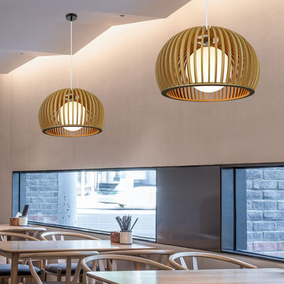 Moderne massief houten kroonluchter, hanger rotan licht voor restaurant woonkamer