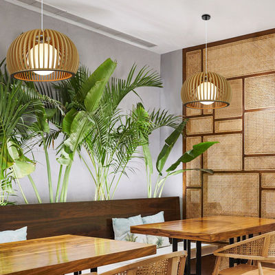 Moderne massief houten kroonluchter, hanger rotan licht voor restaurant woonkamer