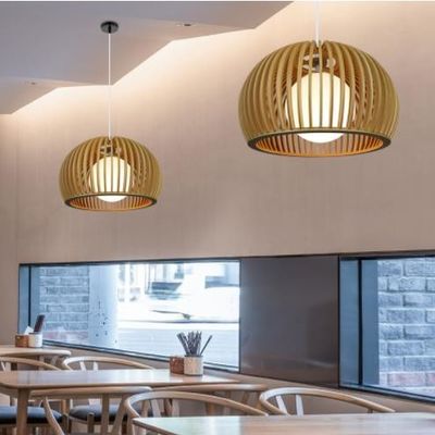 Moderne massief houten kroonluchter, hanger rotan licht voor restaurant woonkamer
