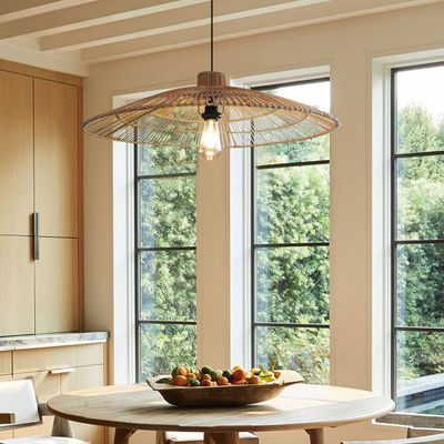 Op maat gemaakte rattan hanger lichtkroonluchter voor homestay zen theekamer