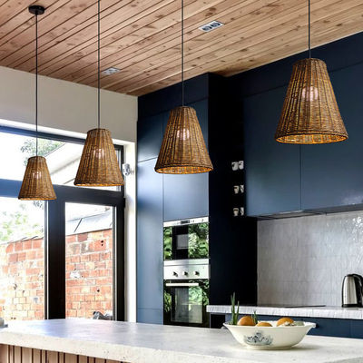 Moderne ronde Rattan hanglamp, Rattan plafond licht schaduw 65lm / W OEM