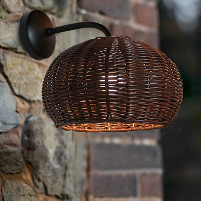 Handknoeien Rattan Wandlampen Sconce Waterdicht Ronde Vorm Voor Buiten