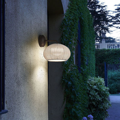 Handknoeien Rattan Wandlampen Sconce Waterdicht Ronde Vorm Voor Buiten