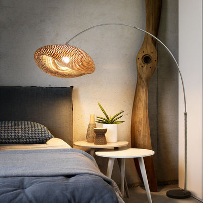 Verduisterbare LED-Rattan-Bamboe-Light Shade Wicker-Switch Control