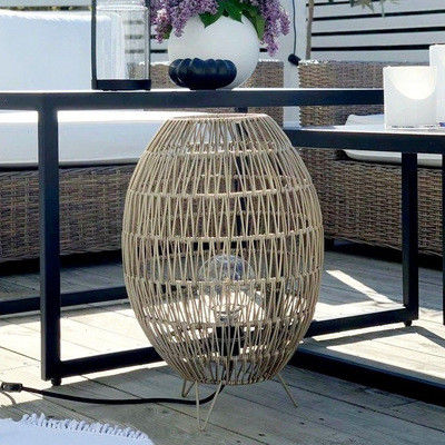 Ip44 LED Rattan Staande Lamp Schaduw Voor Tuin Zwembad