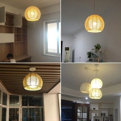 Handgemaakte moderne kunst hanger lichten bamboe lamp restaurant hotel rattan kandelaar rattan hanger licht
