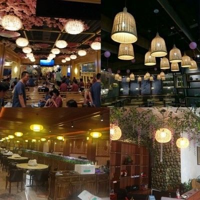 Handgemaakte moderne kunst hanger lichten bamboe lamp restaurant hotel rattan kandelaar rattan hanger licht