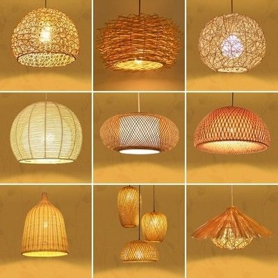 Handgemaakte moderne kunst hanger lichten bamboe lamp restaurant hotel rattan kandelaar rattan hanger licht