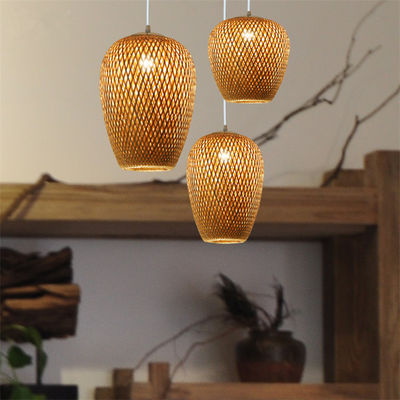 Op maat gemaakte lampen met drie koppen van rotan met schakelaar