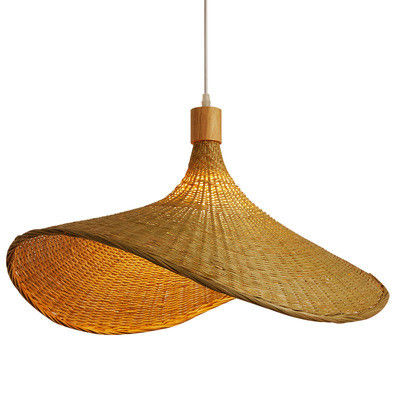Creatief Rattan Hangertje Licht Grote Straw Hat Stijl 3500K Warm Wit CCT