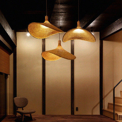 Creatief Rattan Hangertje Licht Grote Straw Hat Stijl 3500K Warm Wit CCT