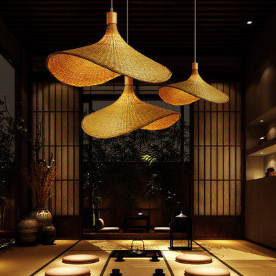 Creatief Rattan Hangertje Licht Grote Straw Hat Stijl 3500K Warm Wit CCT