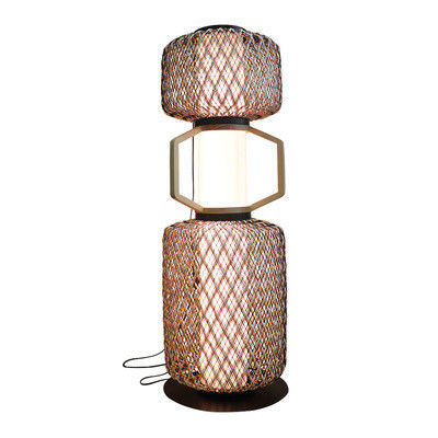 Decoratieve Rattan Staande Lamp 3500K CCT Voor Hotel Residential