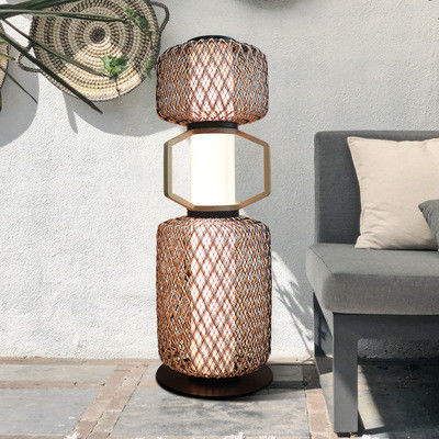 Decoratieve Rattan Staande Lamp 3500K CCT Voor Hotel Residential