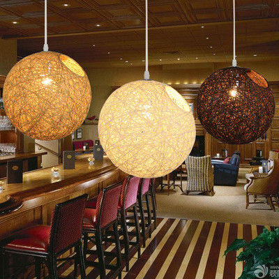 Moderne hennep bal hanger licht kleurrijke hennep bal Rattan kandelaar hangende hennep hanger licht