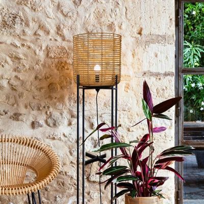 4 Legs Wicker Rattan vloerlampen voor woonkamer sfeer