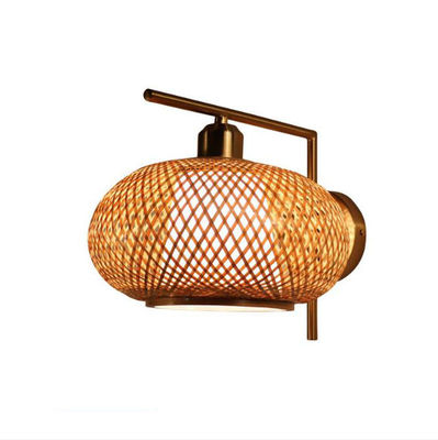 OEM Ronde Rattan Wand Lampen, Bamboe Rattan Lantern LED Lichtbron