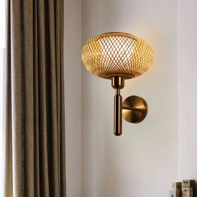 OEM Ronde Rattan Wand Lampen, Bamboe Rattan Lantern LED Lichtbron