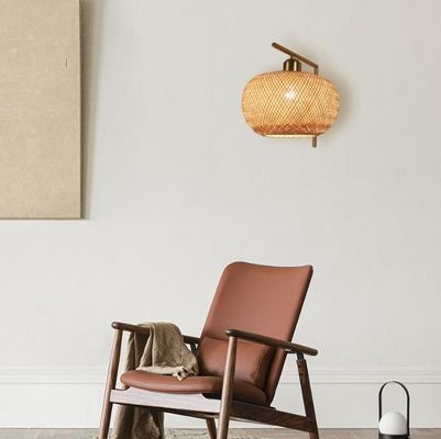 luxe bamboe geweven wandlamp - bamboe ganglamp - hangende bamboe rotan lamp