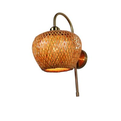 E27 LED Geweven Bamboe Wandlamp Sconce 3500K Voor slaapkamer Badkamer