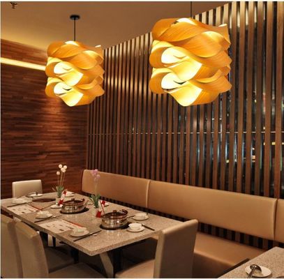 Nordic Houten Rattan Hanglamp LED Lichtbron Voor Woonkamer