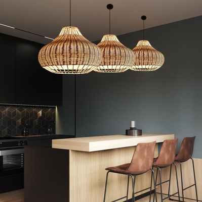 Handgemaakte creatieve Rattan hanger Licht kroonluchter Ronde vorm