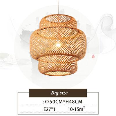 3500K rond bamboe weven LED hanger licht, rond rotan licht OEM ODM