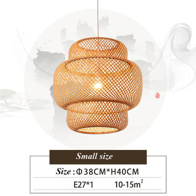 3500K rond bamboe weven LED hanger licht, rond rotan licht OEM ODM