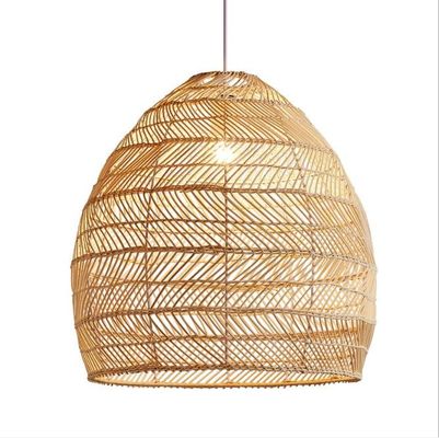 Moderne ronde hangende kroonluchter van rotan voor restaurant binnenverlichting