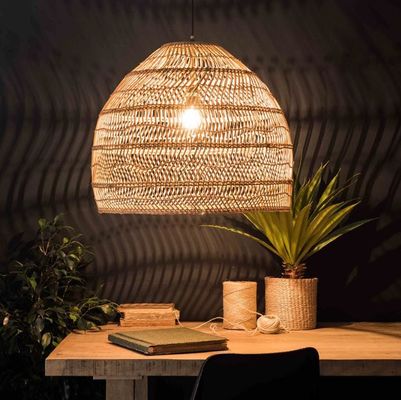 Moderne ronde hangende kroonluchter van rotan voor restaurant binnenverlichting