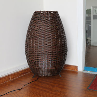 Rattan Hotel moderne decoratie geleid zwart staande licht buiten rattan statief vloerlamp