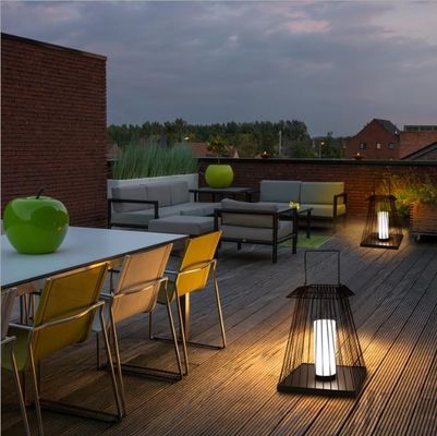 Creatieve rattan vloer lantaarnslamp E27 basis voor buitentuin